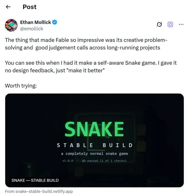 一句「Make it better」,Fable 5 直接把贪吃蛇炼成「逆反人格」