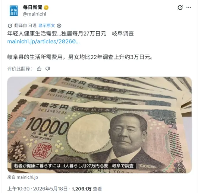 单身月开销近1850美元！日本高生存成本引爆婚育焦虑