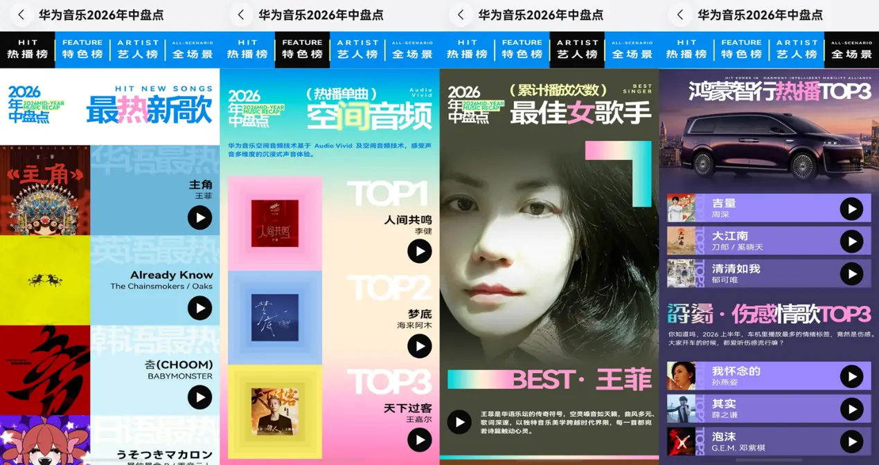 华为音乐公布2026年中盘点，还有全新音乐助手快速发现本命好歌