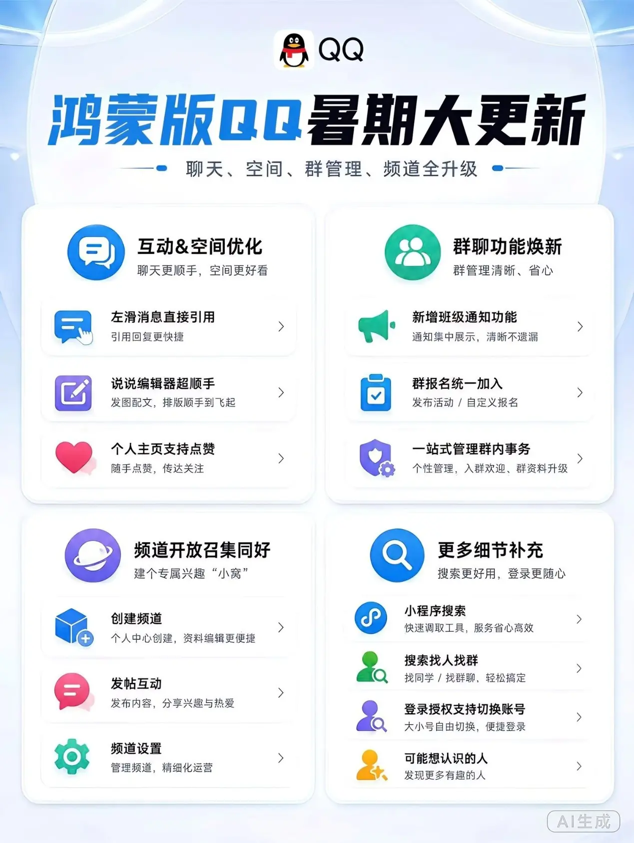鸿蒙版QQ更新！聊天、空间、群管理、频道全升级，宅家出游场景两手抓