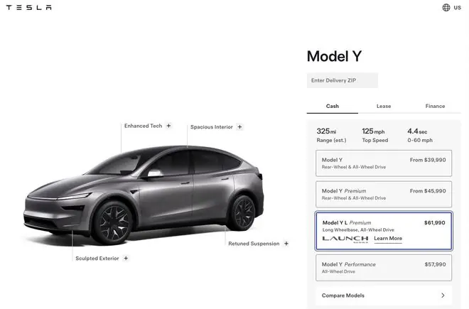 特斯拉Model Y L在美国上市