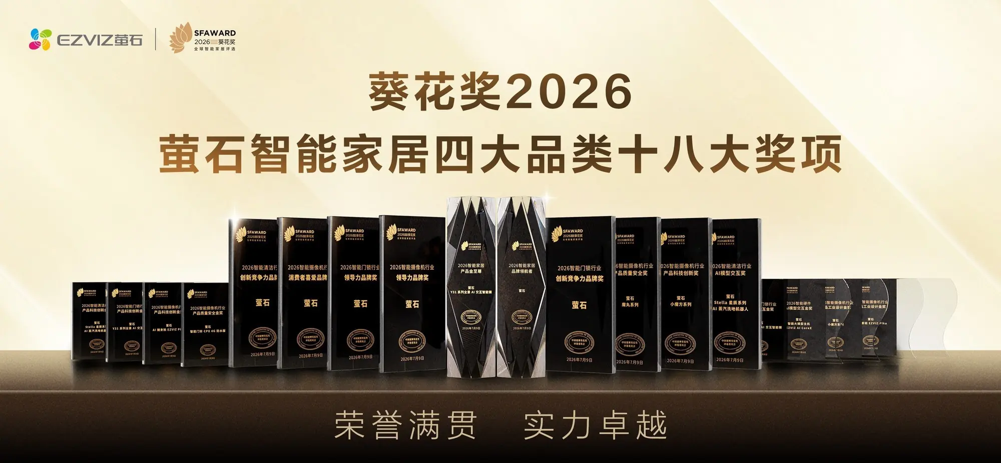萤石揽获2026葵花奖18项重磅荣誉 ，AI驱动全场景智能家居实力加冕