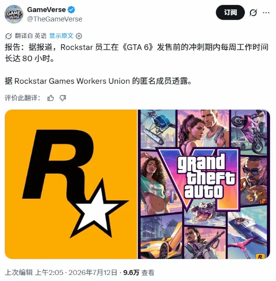 GTA6临近发售引热议：高强度开发与开发者健康成焦点